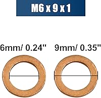 Vista 3 de X AUTOHAUX Anillo de sellado plano de cobre métrico M6 x 0.354 in x 0.039 in para tuerca de tornillo