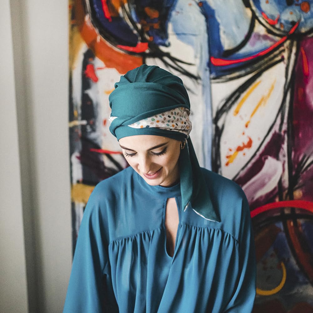 CAREBELL Turbante Oncologico Modello Smooth - Design Pepite, Bambù Morbido e Traspirante, Preformato per Chemioterapia, Alopecia e Pelle Sensibile
