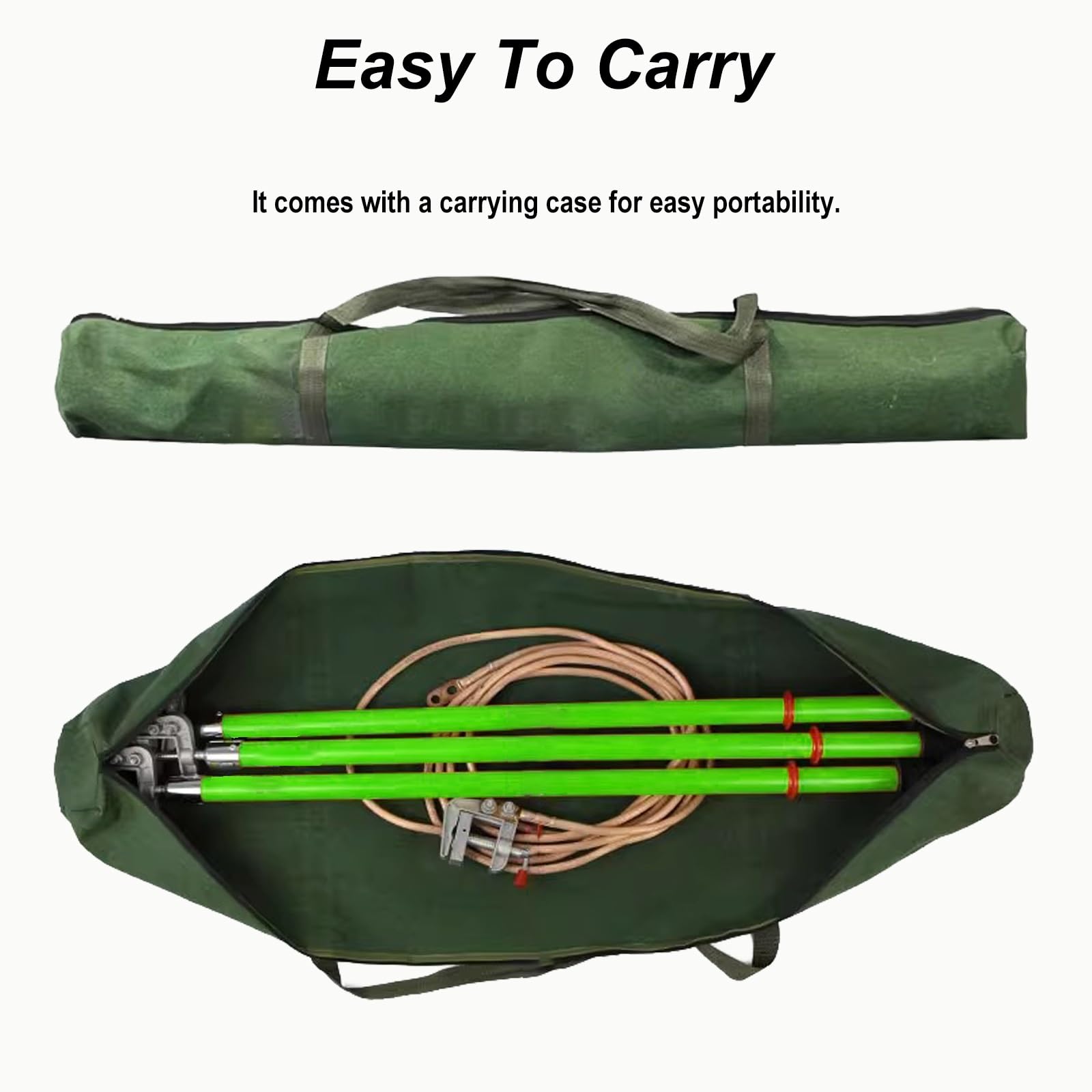 Kit de conexión a tierra de seguridad eléctrica portátil con varillas de conexión a tierra aisladas, alambre de cobre, clip de aluminio y bolsa de almacenamiento para aplicaciones de conexión a tierra