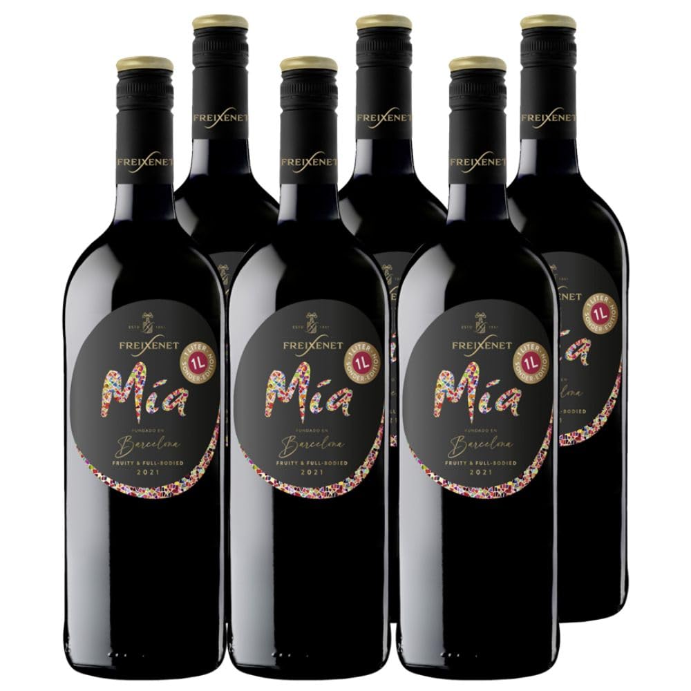 Freixenet Mia Tinto Rotwein halbtrocken (6 x 1 l) – Spanischer Rotwein mit fruchtigen Aromen von Beeren & Kirschen – Vollmundig & geschmeidig – Ideal zu Tapas, Pasta & Käse