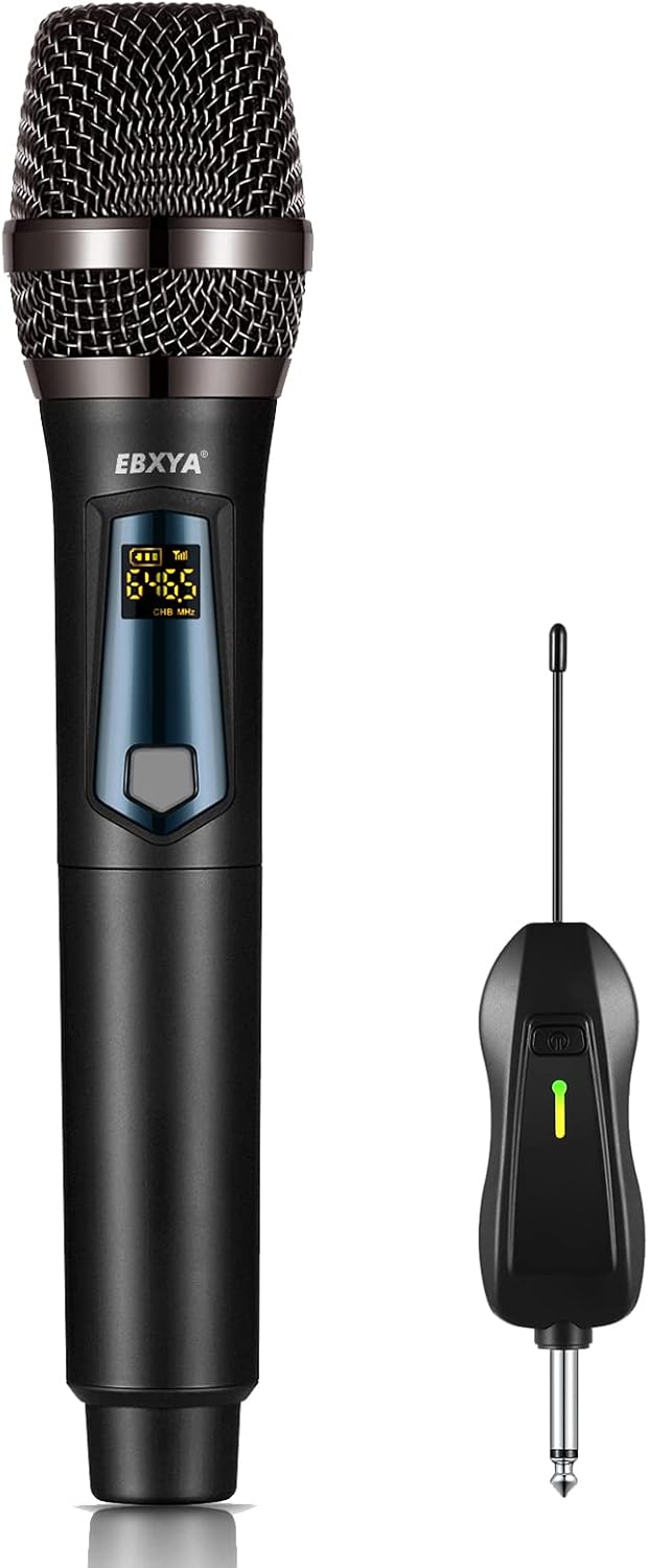 EBXYA Microphone sans Fil Système UHF de Micro Dynamique à Main en