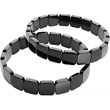 2PCS Hematite Bracelet for Men, Natural Black Hematite Beaded Stretch Bracelets, Fashion Gift for Boyfriend, Husband