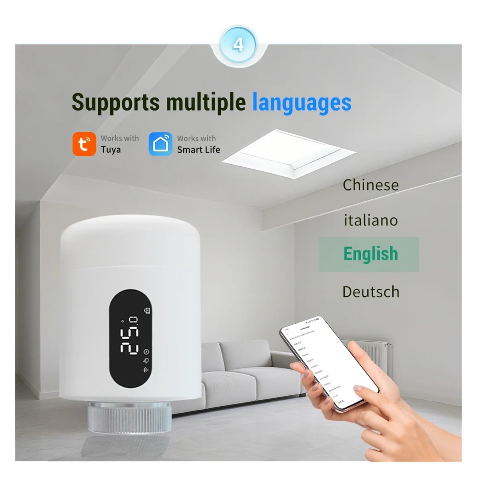 Tuya Smart Home Zigbee3.0 Zawór Termostatyczny Grzejnikowy Zigbee Głowica Zaworu Termostatycznego Wsparcie Dla Termostatu OszczęDza Energię I Koszty Ogrzewania(ME173 6PCS)
