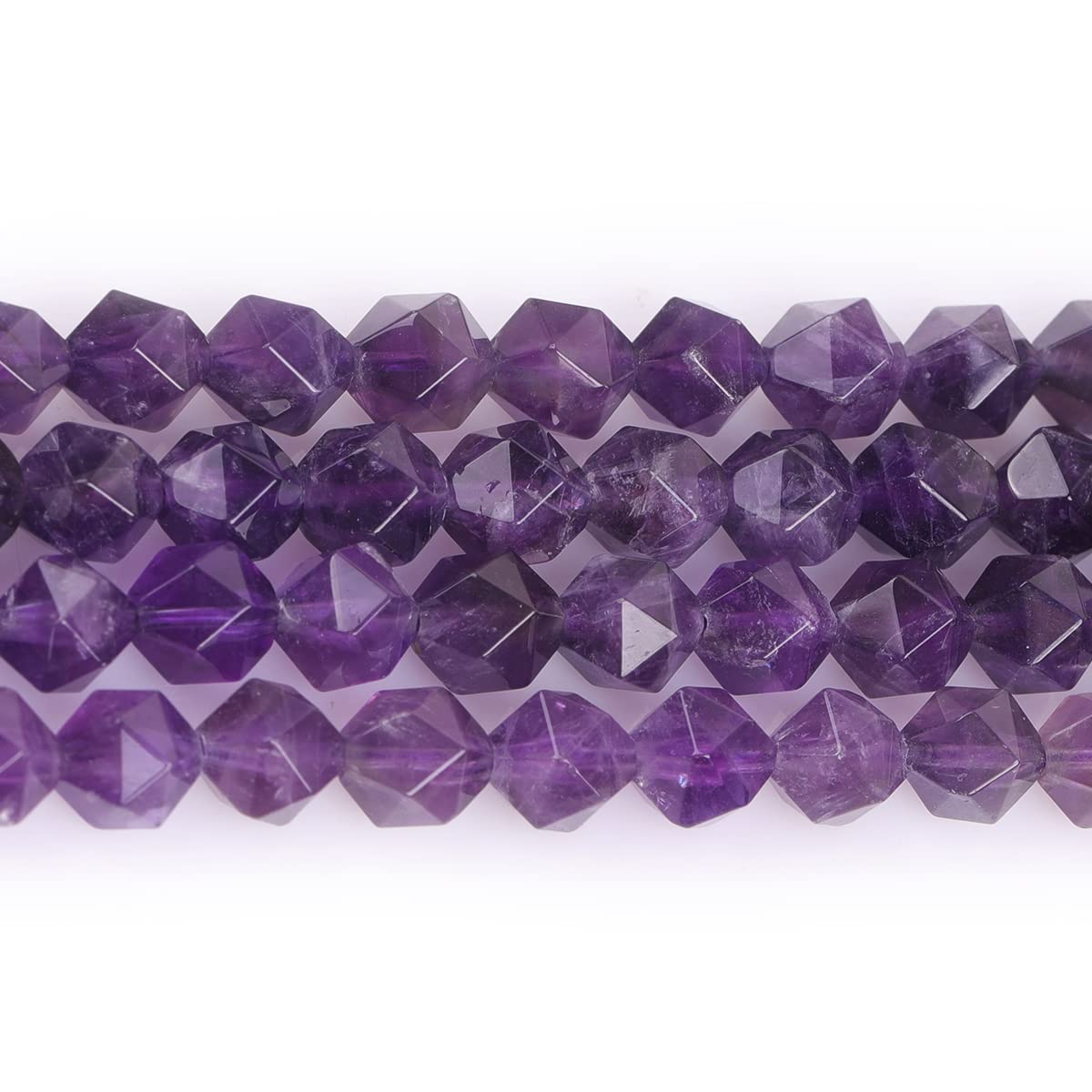 Gem-Inside Natural 6mm Amethyst Stone Round Gemstone Semi Precious Faceted Beads for Jewellery Making 15" Beaded Strand DIY Handmade Craft Supplies (63pcs/Strand) - Image 4