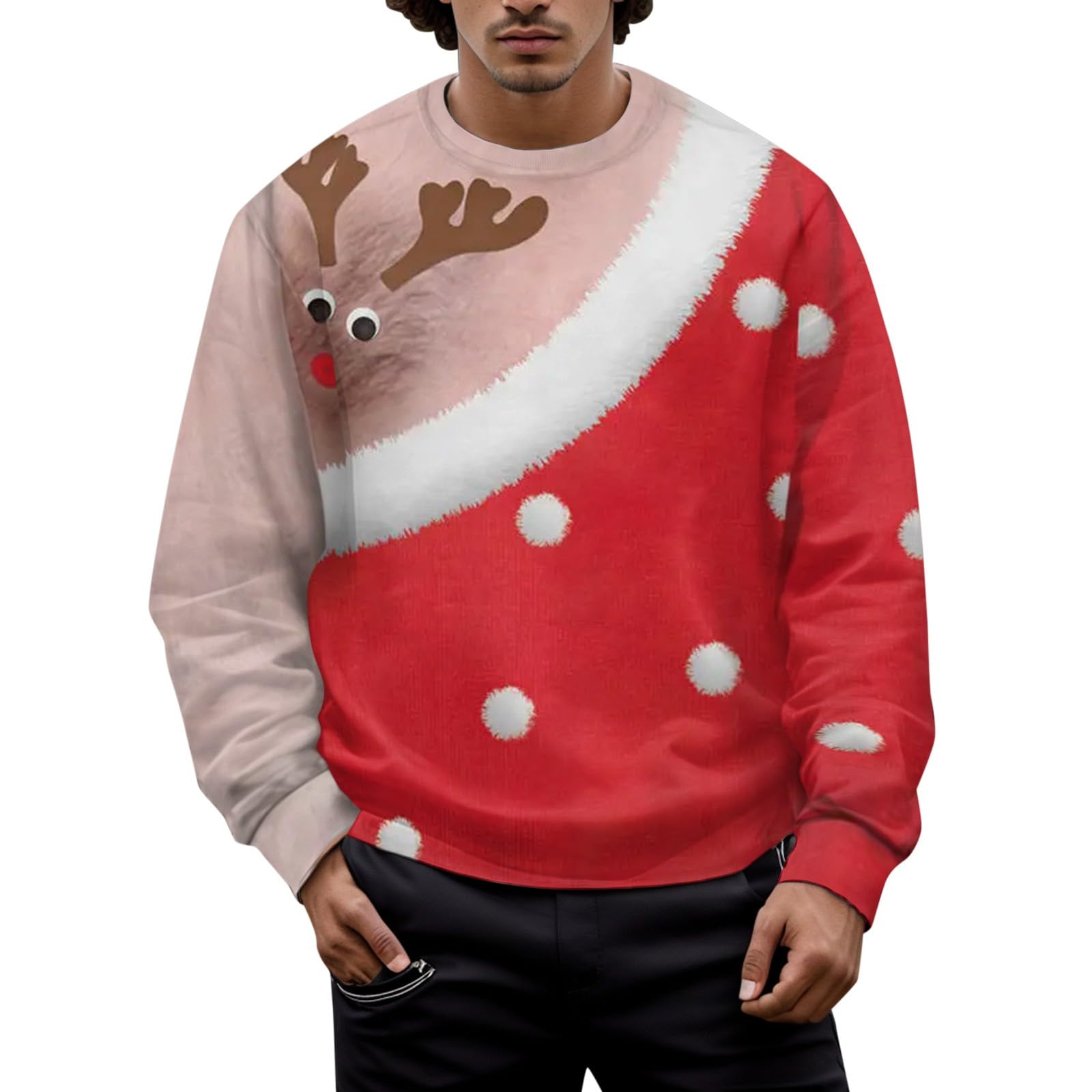 Weihnachtspullover Herren Lustig Weihnachtsmann Muster