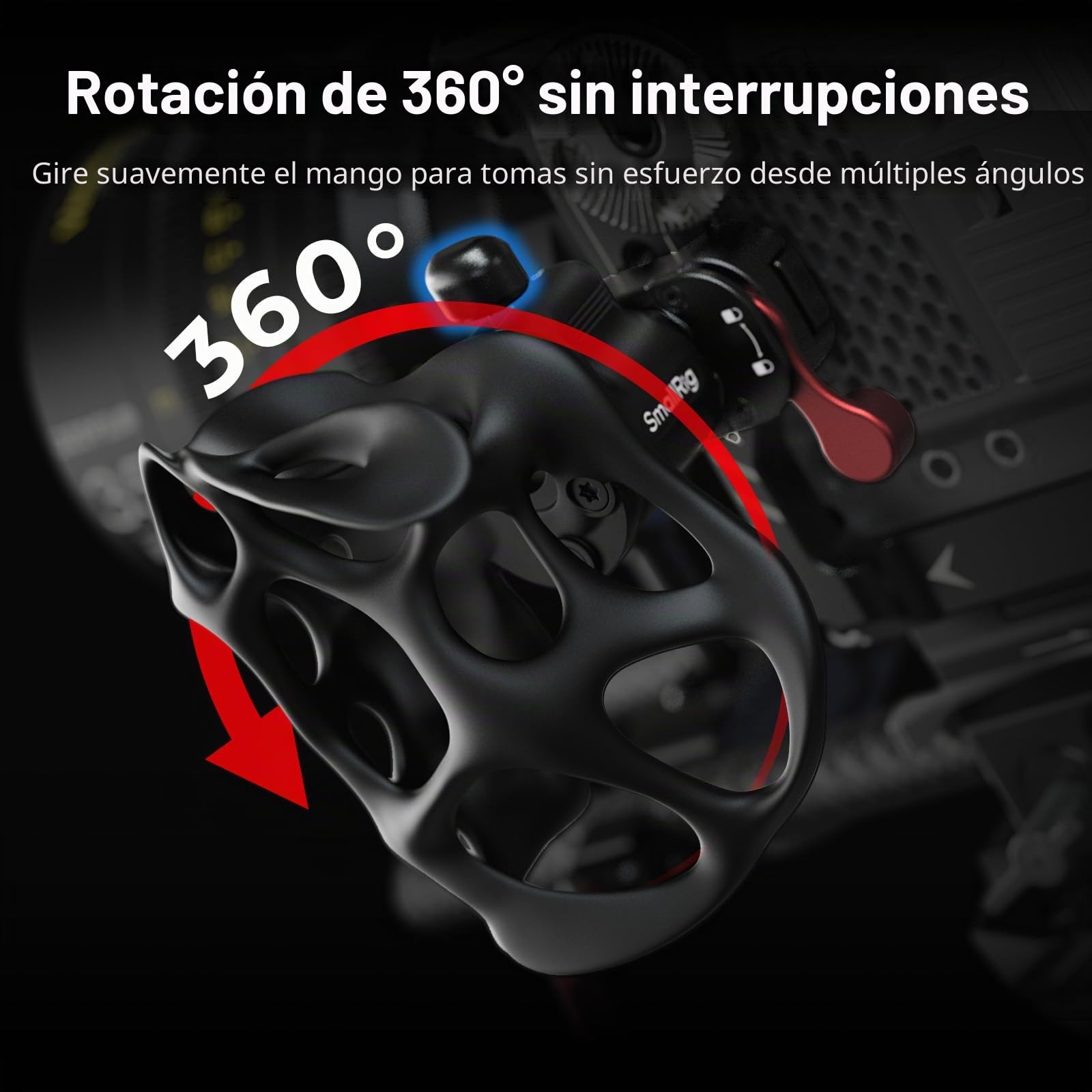 SMALLRIG Manija derecha hueca giratoria sin problemas de 360° con abrazadera NATO, incluye un riel NATO, carga de 15kg/33lb, liberación rápida para jaulas de cámara y arneses de hombro