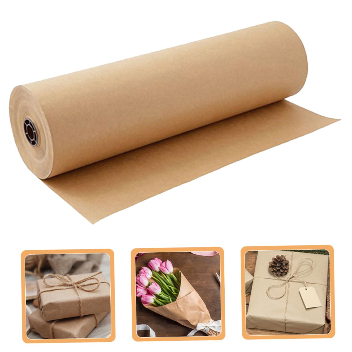 Rouleaux de Papier Kraft Marron pour Emballage Créatif, Lot de 2 | Usage Bricolage et Usage Professionnel, Facile à Manipuler, Sûr et Sécurisé