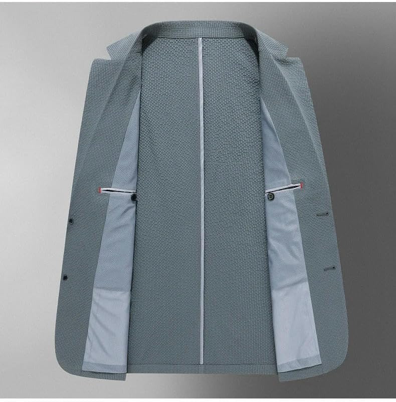 Men Summer Seersucker Technology Lightweight Breathable Business Casual Suit Jacket for Man