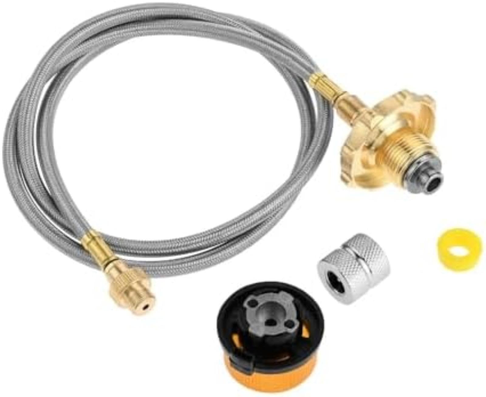 Tubo de conexión de gas Manguera trenzada de acero inoxidable Estufa de gas para camping Adaptador de recarga de propano Tubo de aire de 1 m Quemador exterior GLP plano, para conector de