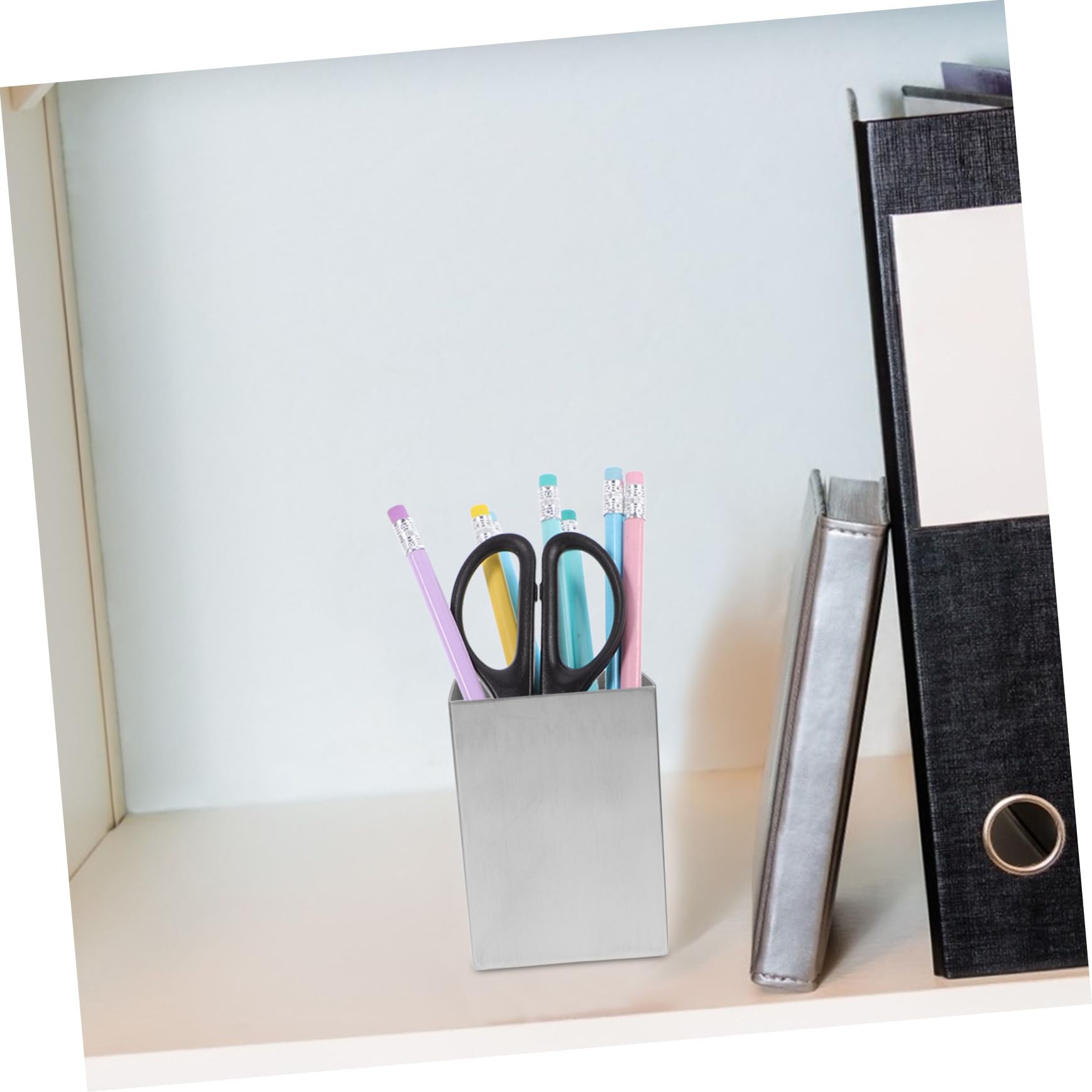 Portapenne Organizer Robusto da Scrivania in Acciaio Inossidabile Argento, Contenitore Multifunzione per Cancelleria e Cosmetici per Ufficio e Casa