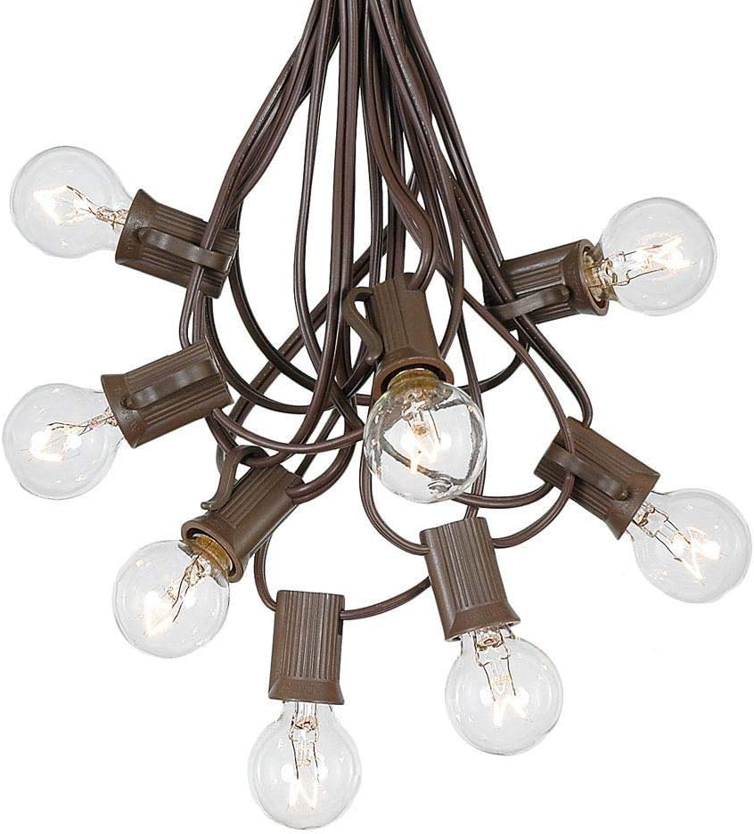 25 Foot G30 Outdoor Patio String Lights with 25 Clear Globe Bulbs – Indoor Outdoor String Lights – Market Bistro Café Hanging String Lights – C7/E12 Base - White Wire