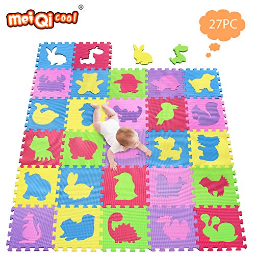 meiqicool Tapis de Sol Puzzle Tapis Mousse Bebe Jeu Enfant,Puzzle Tapis Mousse Bébé 27 Pièces, Tapis de Jeu Très Résistant pour Enfants 535456