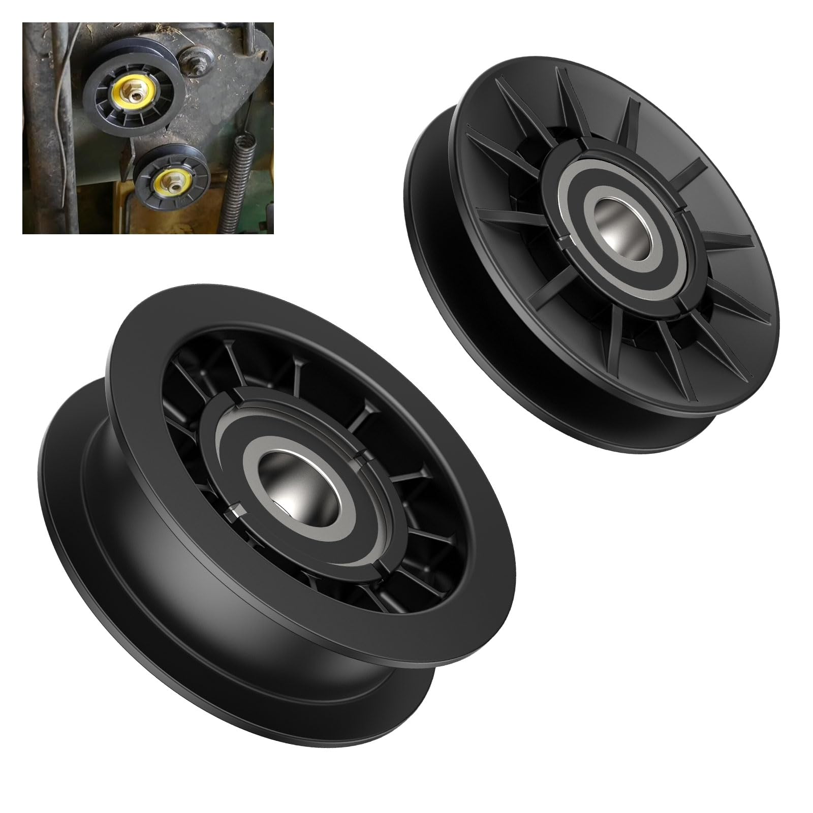GX20286 GX20287 - Kit de polea plana y polea plana para J-OHN Deere Cortacésped Decks LA100 LA105 LA110 LA115 LA120, reemplaza a 1760097, 690409, 690409MA.