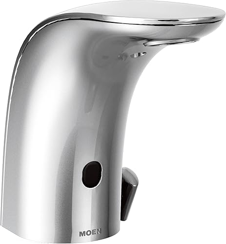 Moen 8554 M-Power - Grifo comercial de manos libres con sensor de montaje único, funciona con batería, con anulación manual de encendido/apagado,