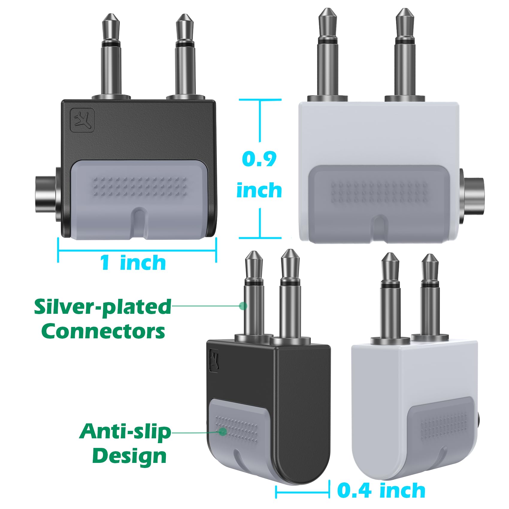 KAIY Dual 3,5-mm-Stecker auf 3,5-mm-Buchse, Flugzeug-Kopfhörer-Adapter, Flugzeugadapter für Kopfhörer, AUX-Splitter, Airline-Audio-Klinken-Fluganschluss für EVA-Fluggesellschaften/Delta/Virgin