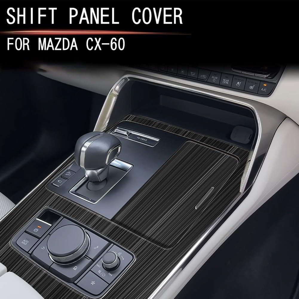 Edelstahl Schalttafel Rahmen Abdeckung Verkleidung für Mazda CX-60 2022-2024 Schwarz Interieur Konsole Dekoration LHD