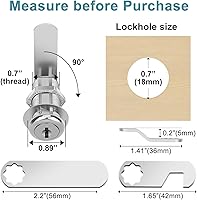 Vista 2 de Cerraduras de leva para gabinete, llaves similares, cilindro de 1-3/8'' (longitud) se adapta a un grosor máximo del panel de 1-1/8', juego de 16
