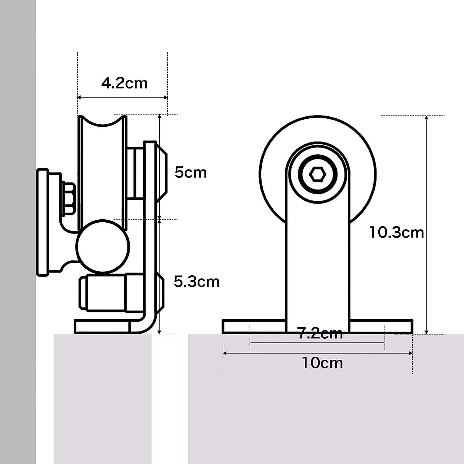 TSMST Binario scorrevole in acciaio inox, 228 cm, per porte in legno, senza intoppi e silenziosi (gancio a forma di T)