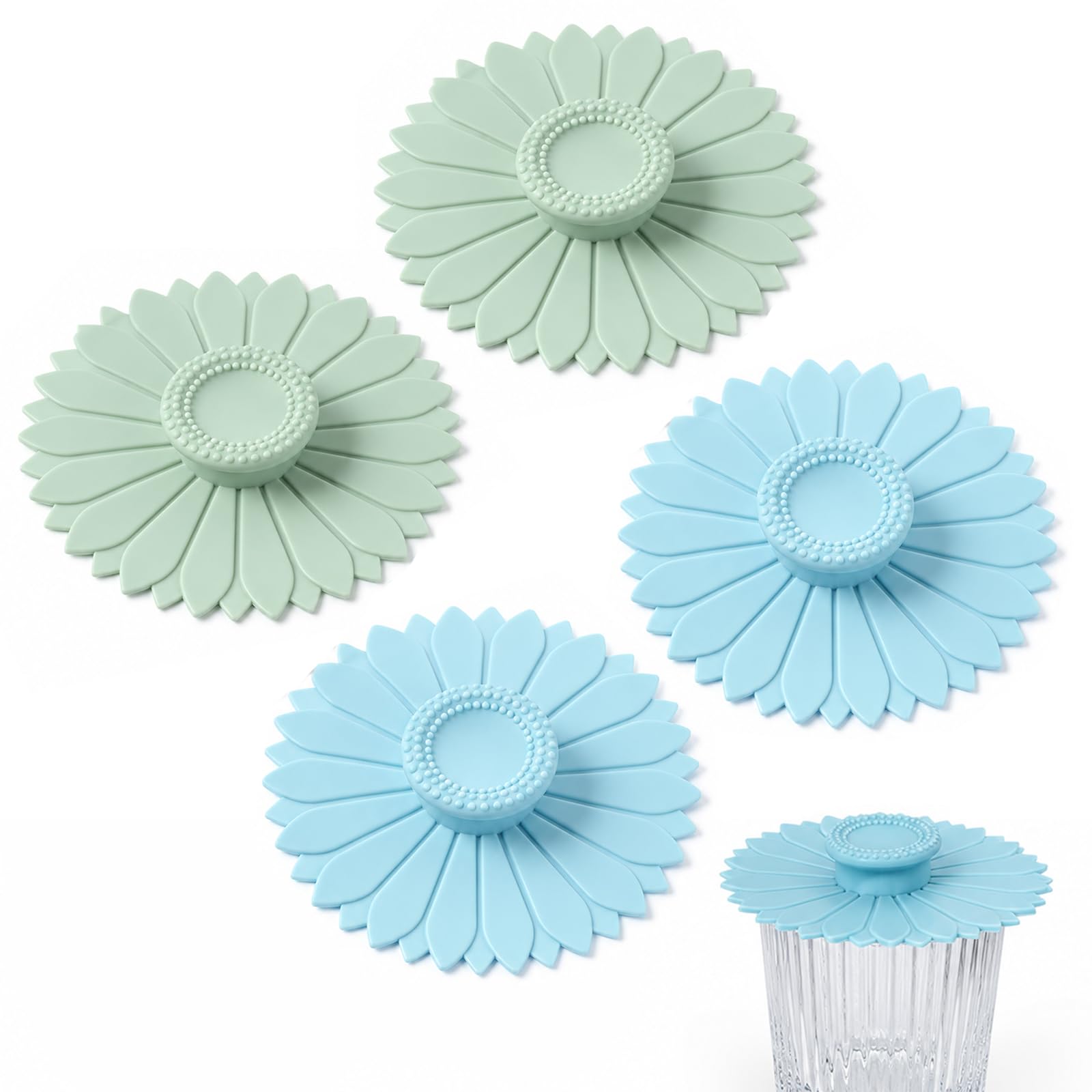 Thfaeyta 4 Pcs Silicone Lids for Cups 4.13" Reusable Drink Covers Dust Protection Mug Lids Flexible Cup Covers for Drinks Hot Coffee Tea