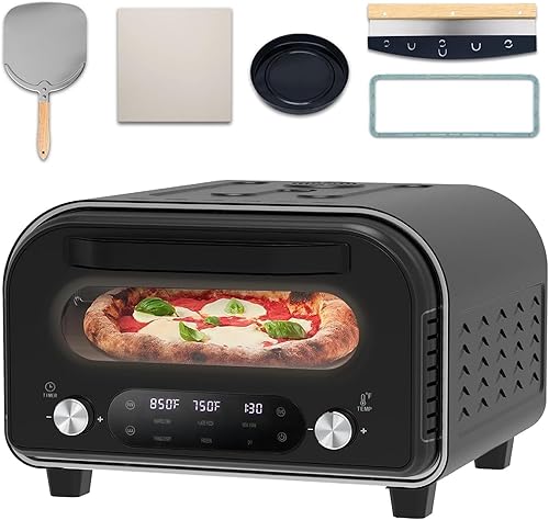 Miniatura 1 de Horno eléctrico para pizza interior de 1700 W, para encimera, calentamiento rápido de hasta 850 F, pantalla táctil, 6 modos preestablecidos,