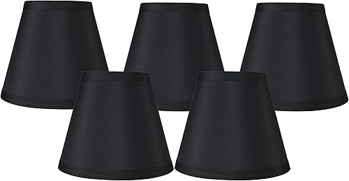 Meriville Juego de 5 lámparas de araña negras de imitación de seda, 3.5 x 6 x 5 pulgadas