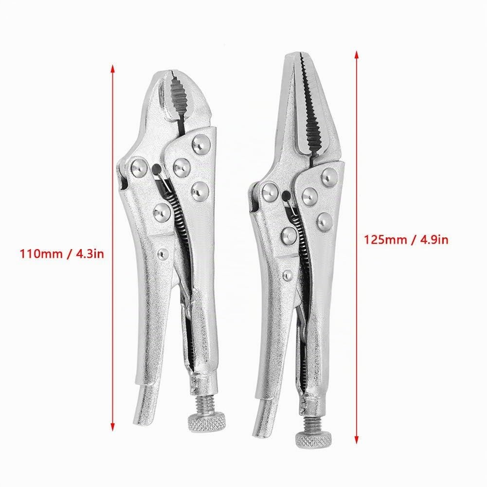 2 Pièces Jeu de Pinces-étau en Acier à Haute Teneur en Carbone Pinces-étau à Mâchoire Droite de Verrouillage Ensemble Outils à Main