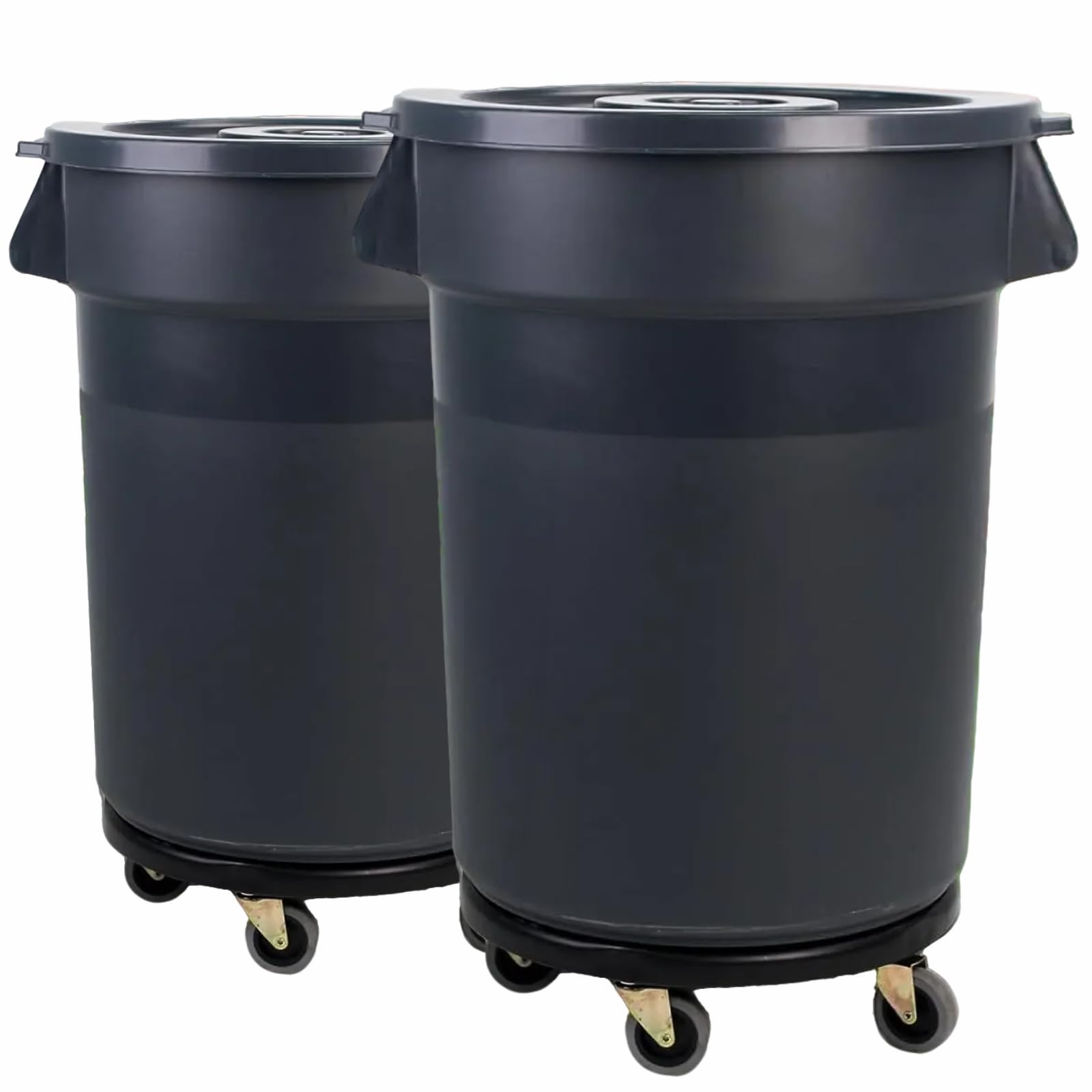 32 Gallon Outdoor Trash Can with Lid and Wheel Rolling Trash Can with Removable Wheels Commercial Trash Cans