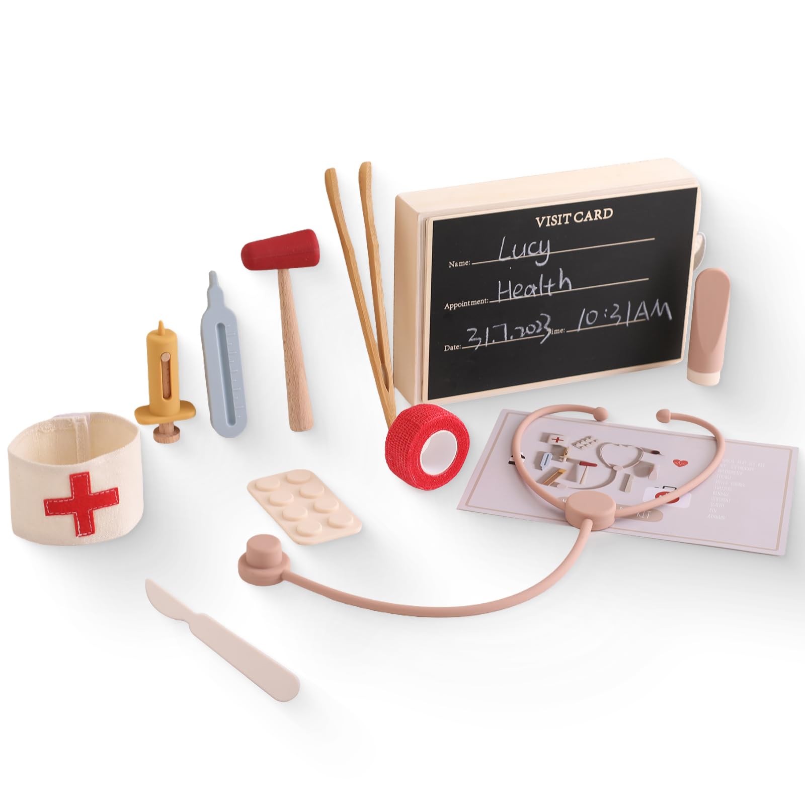 Amazon | Wooden Teether お医者さんごっこ お医者さんセット おもちゃ