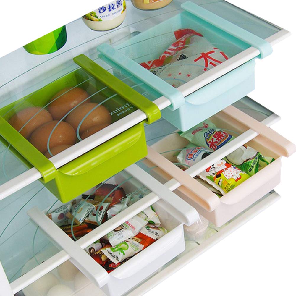 Bontand 1Pc Creative Refrigerator Retractable Drawer, Multifunction Fridge Pull Out Bin Storage Box Rack, Fridge Shelf Holder Slide