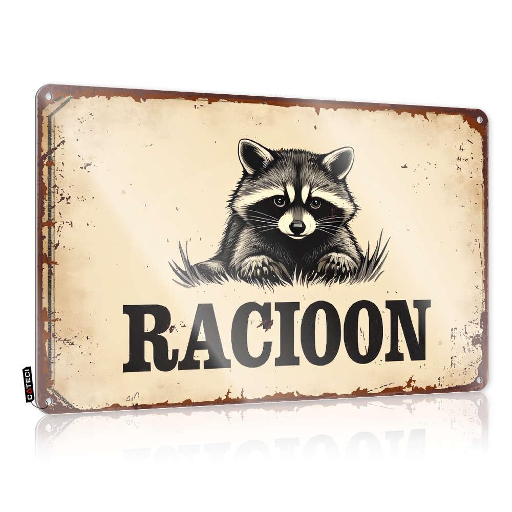 Plaque Tapestry Wall Decor | Raccoon Illustration With Vintage Style. Trendy For Entryway Home(30X40CM)