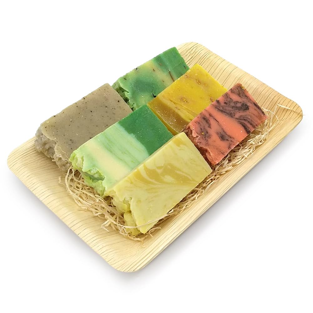 Set de 6 jabones naturales para piel mixta - Bandeja regalo con surtido de jabones artesanales - Regalo original para San Valentín, Cumpleaños, Día de la Madre