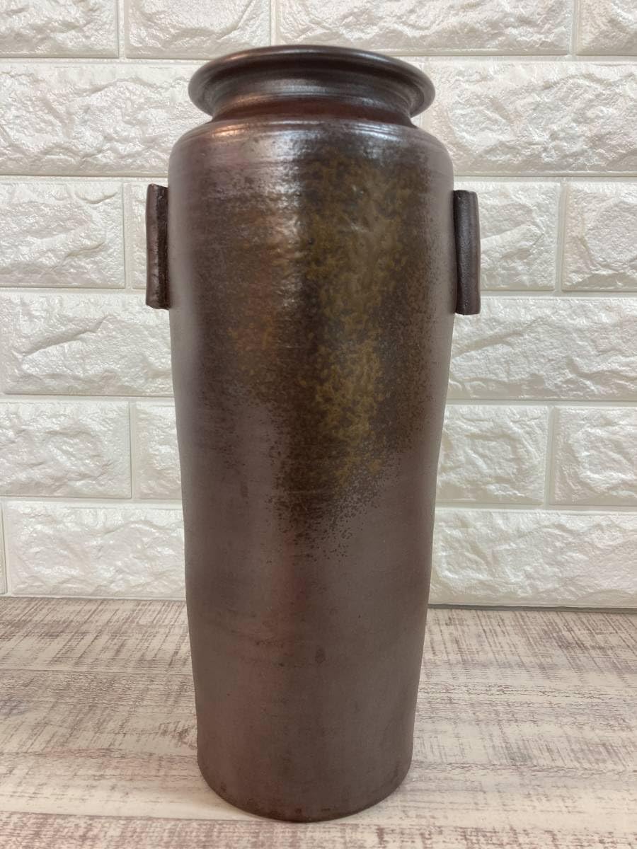 【備前焼】最終値下げ　角樽　花器 備前焼】最終値下げ角樽花器