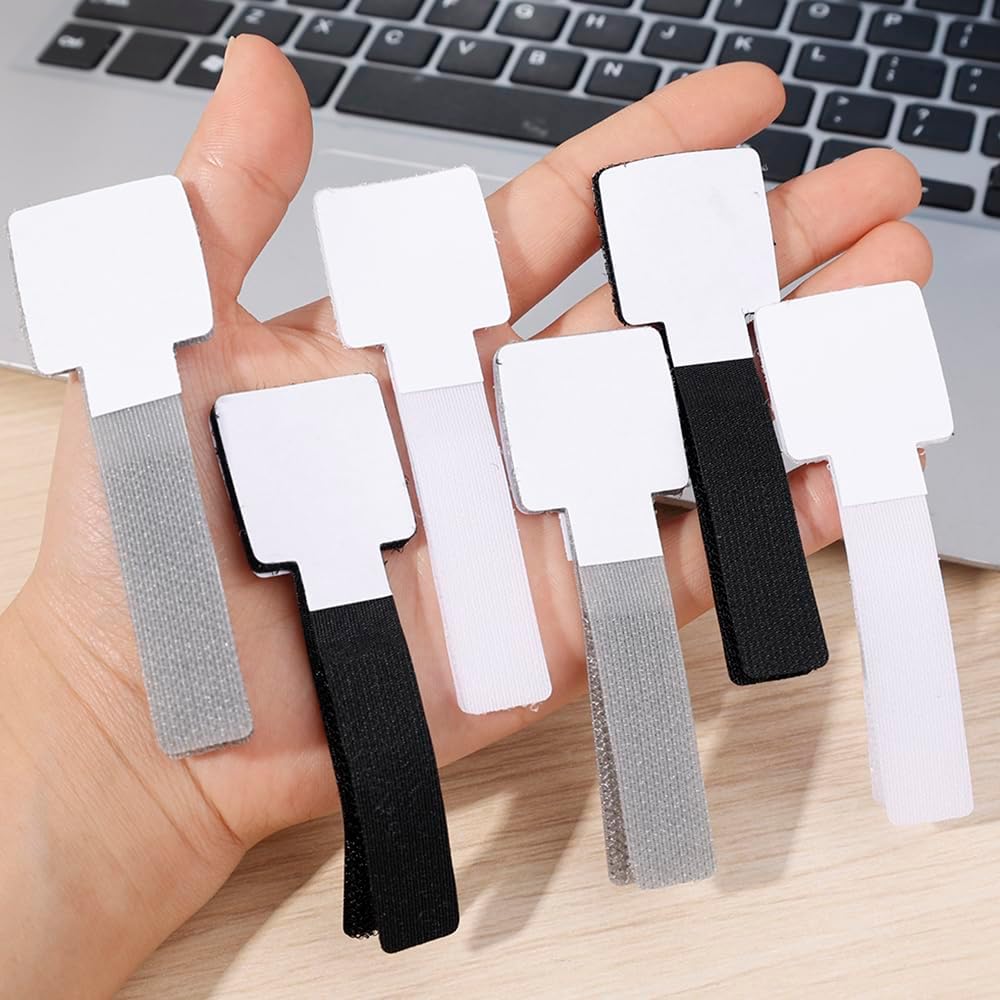 20pcs Reusable Cable Organizer Desk Wire Winder Cable Tie Organizer Self Adhesive Cord Rope Holders Cord Protection Straps (20Pcs-White)