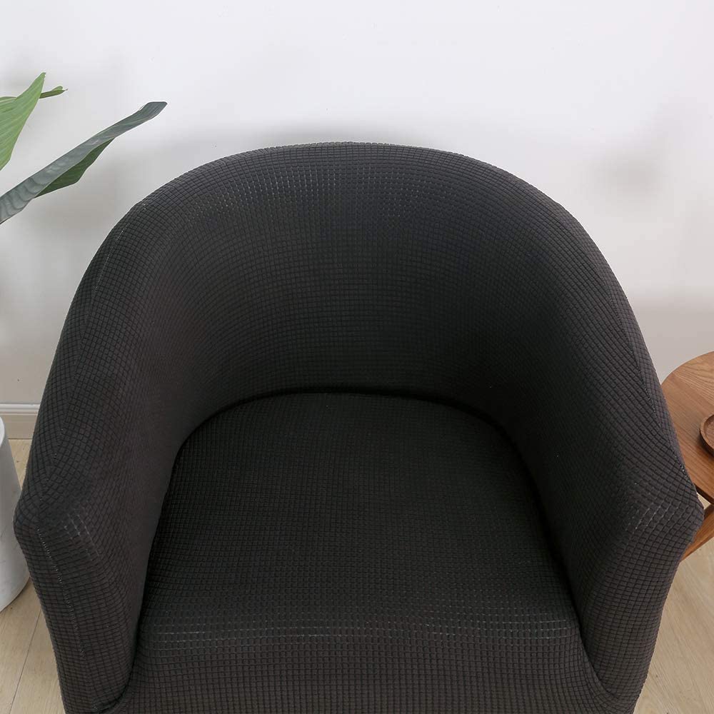 SXNING High Stretch Spandex Coffee Tub Sofa Armchair Seat Cover Protector Washable Furniture Slipcover Easy-Install Home Chair Decor (Black)