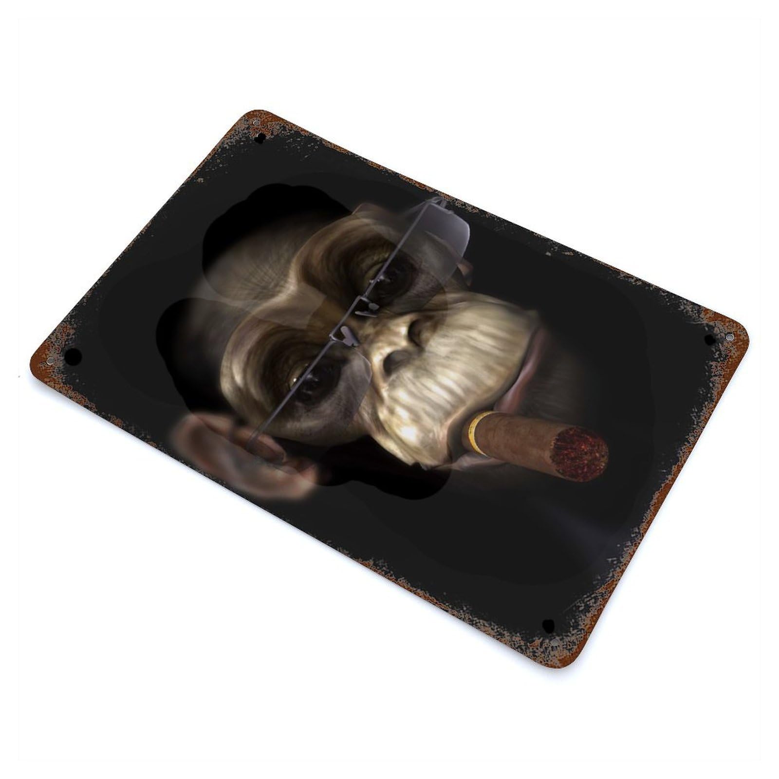Garage Style Hipster Chimpanzee Cigar Vintage Rust Metal Sign 11.8"x7.9", Industrial Home Decor for Bar And Workshop