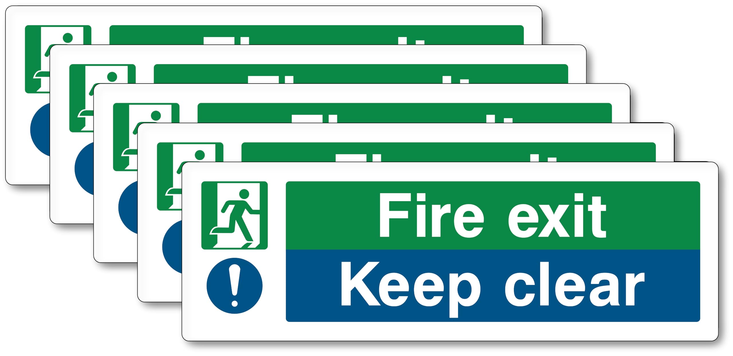 PrintR Fire Exit Keep Clear Sign, 300 x 100 mm, Rigid Plastic, 5 Pack
