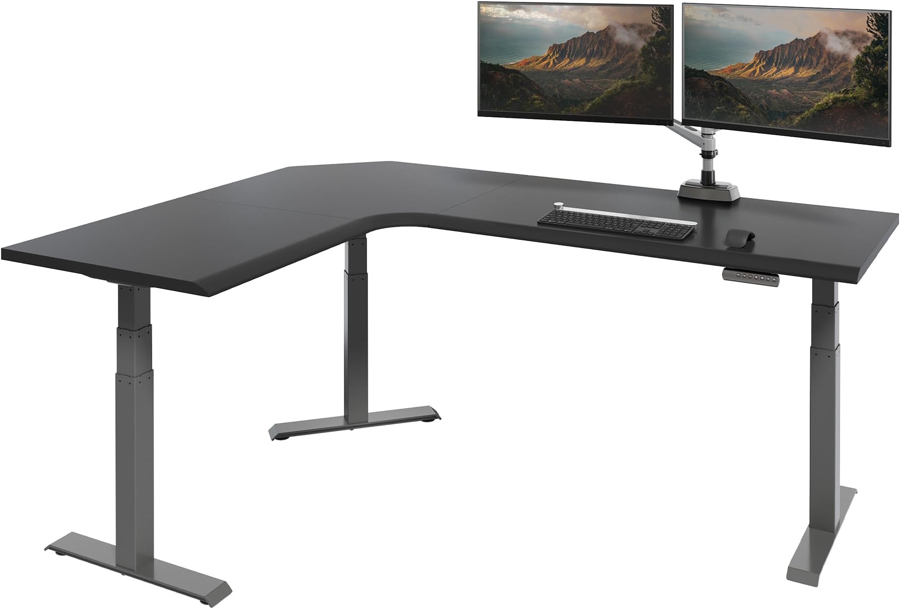 ComfortEdge 80x60 L-Shape Electric Standing Desk – Height Adjustable Sit-Stand VariDesk for Corner Office with Reversible Left/Right Design + Black Laminate Top/Slate Legs (Ships in 3 Boxes)