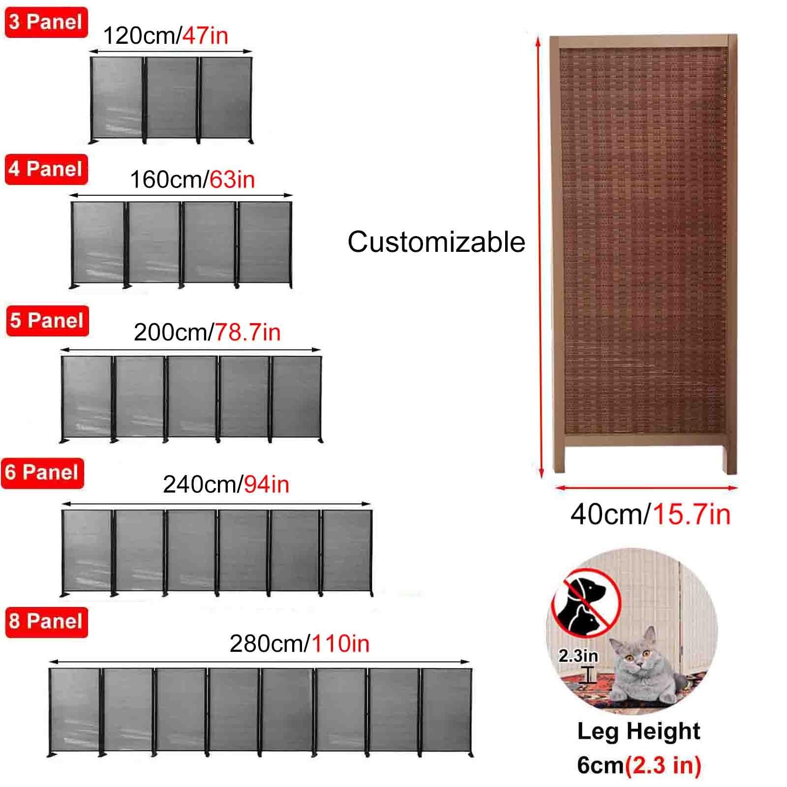 Cloison de séparation japonaise pliable à 5 panneaux, 150 cm de haut, en bois, pour bureau, maison, couloir, entrée