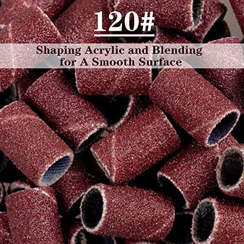 Subay Professional Nail Art Drill Bits Set 6Pcs 3/32Inch, Sanding Bands 300Pcs #80#120#180 For Acrylic, Gel Nails, Dip Powder Nails And Manicure Pedicure #TOP3