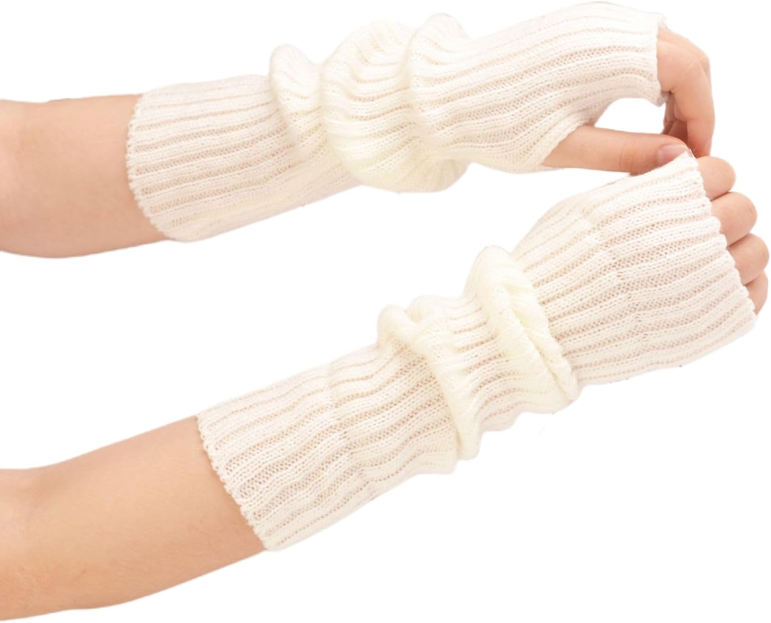 Specell Fashion Arm Warmers Winter Long Fingerless Gloves, Knit Mitten Gloves Arm Sleeves Women With Thumb Hole. For: Unisex