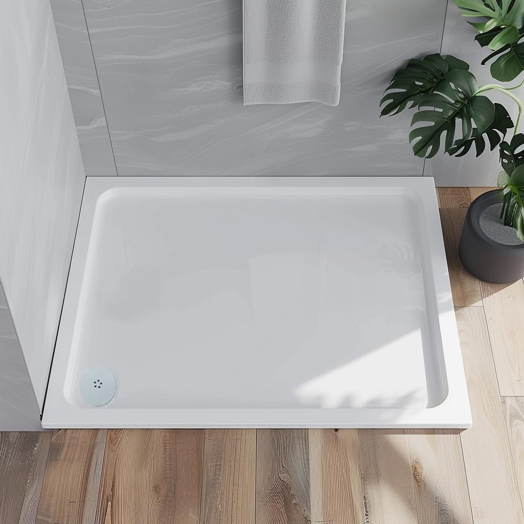 Go Bathrooms White Shower Tray 900 X 760Mm Rectangle Shower Tray 40Mm Low Profile Enclosure Stone Resin Acrylic Capped Cubicle Tray
