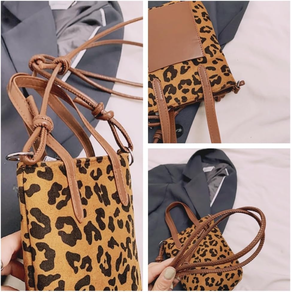 Retro leopard print hand-held crossbody bag, leopard print mini square bag - Image 7