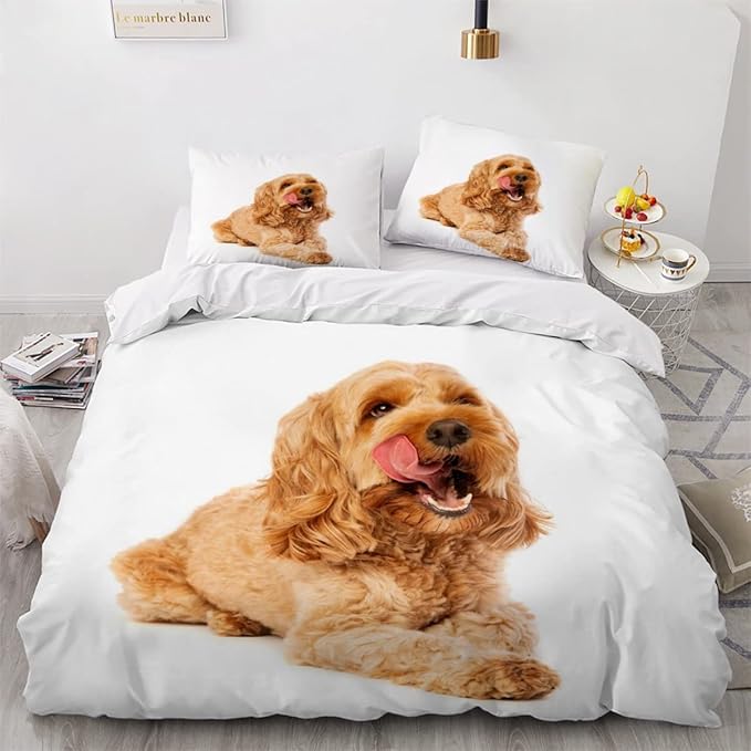 LAOVE Single Duvet Cover Set Brown Cockapoo Dog 3d Printed Bedding