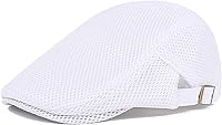DIYDECAL Men's Breathable Mesh Newsboy Ivy Cap - Adjustable Summer Beret Flat Cabbie Hat 57-60cm