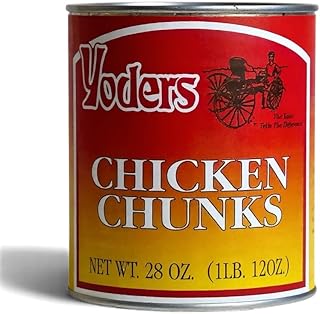 Yoder’s Canned Chicken Chunks – Shelf Stable Fully Cooked Chicken – Canned Food with 10 Year Storage – Ready to Eat Emergency, Survival & Camping Food – 28 oz Can, Single Can