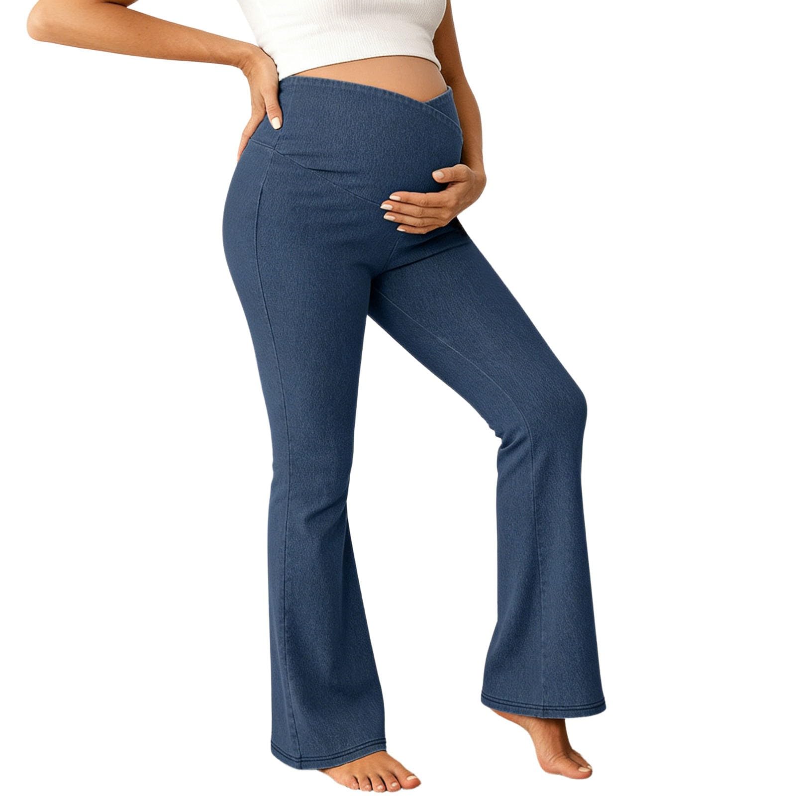 Generisch Umstandsjeans mit hohem Bund Stretch-Denim Bequeme Bauchstütze schmale Passform für Schwangere ideale Schwangerschaftshose für Yoga Alltag