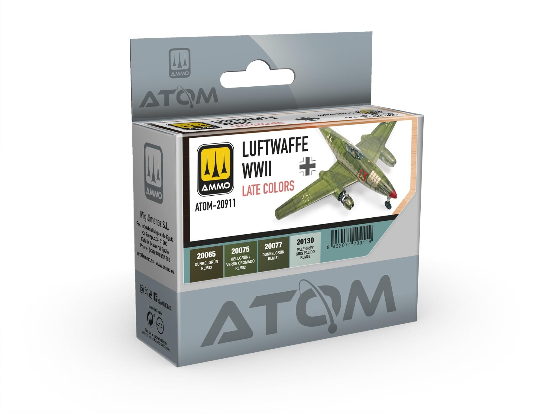 Mig Jimenez AMMO by Luftwaffe Colors of Late World War II Set - 4 ATOM Acrylic Paints - ATOM-20911