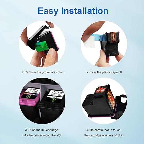 Miniatura 7 de 67XL - Cartuchos de tinta negros de alto rendimiento para HP Ink 67 HP 67XL para HP DeskJet 2700 2700e 2755 2755e 4155 4155e, Envy 6055e 6055e 6455e