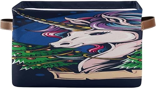 Yuiboo Christmas Kawaii unicorns Christmas Eve Beautiful Christmas Tree garage cloth baskets organizador de tela para ropa and stuff for home,1 Pack