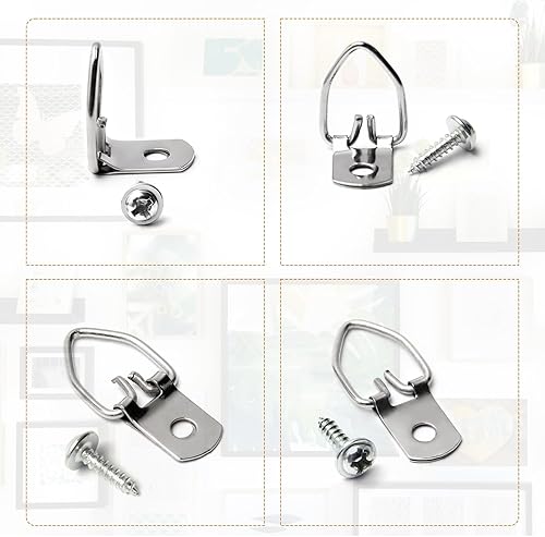 Miniatura 4 de 100 anillos en D para colgar fotos, ganchos en D para colgar fotos, accesorios pequeños de anillos en D con mini nivel cilíndrico, ganchos para